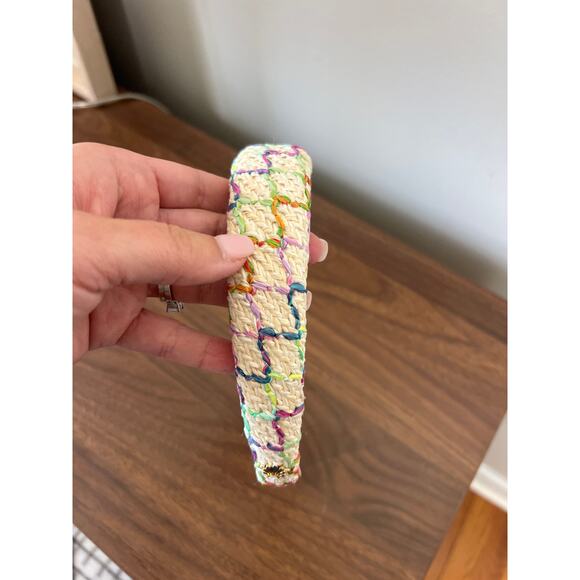 NEW Lele Sadoughi Raffia Alice Headband Women's Mermaid Rainbow One Size - Picture 5 of 7